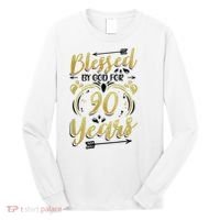Religious Blessed By God For 90 Years Happy 90th Birthday Long Sleeve Shirt thumb 0