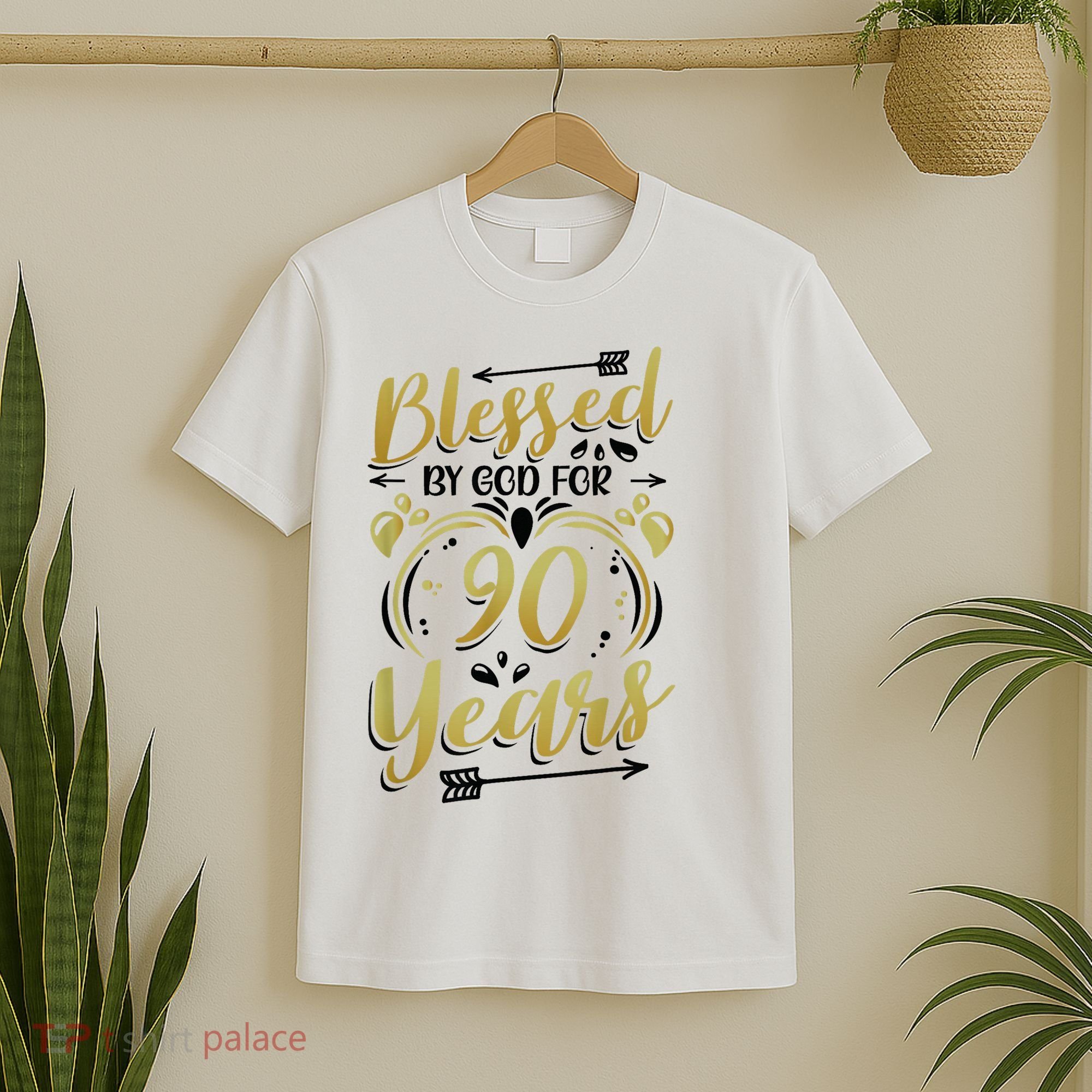 Religious Blessed By God For 90 Years Happy 90th Birthday T-Shirt