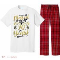 Religious Blessed By God For 90 Years Happy 90th Birthday Pajama Set thumb 0