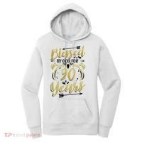Religious Blessed By God For 90 Years Happy 90th Birthday Women's Hoodie thumb 0