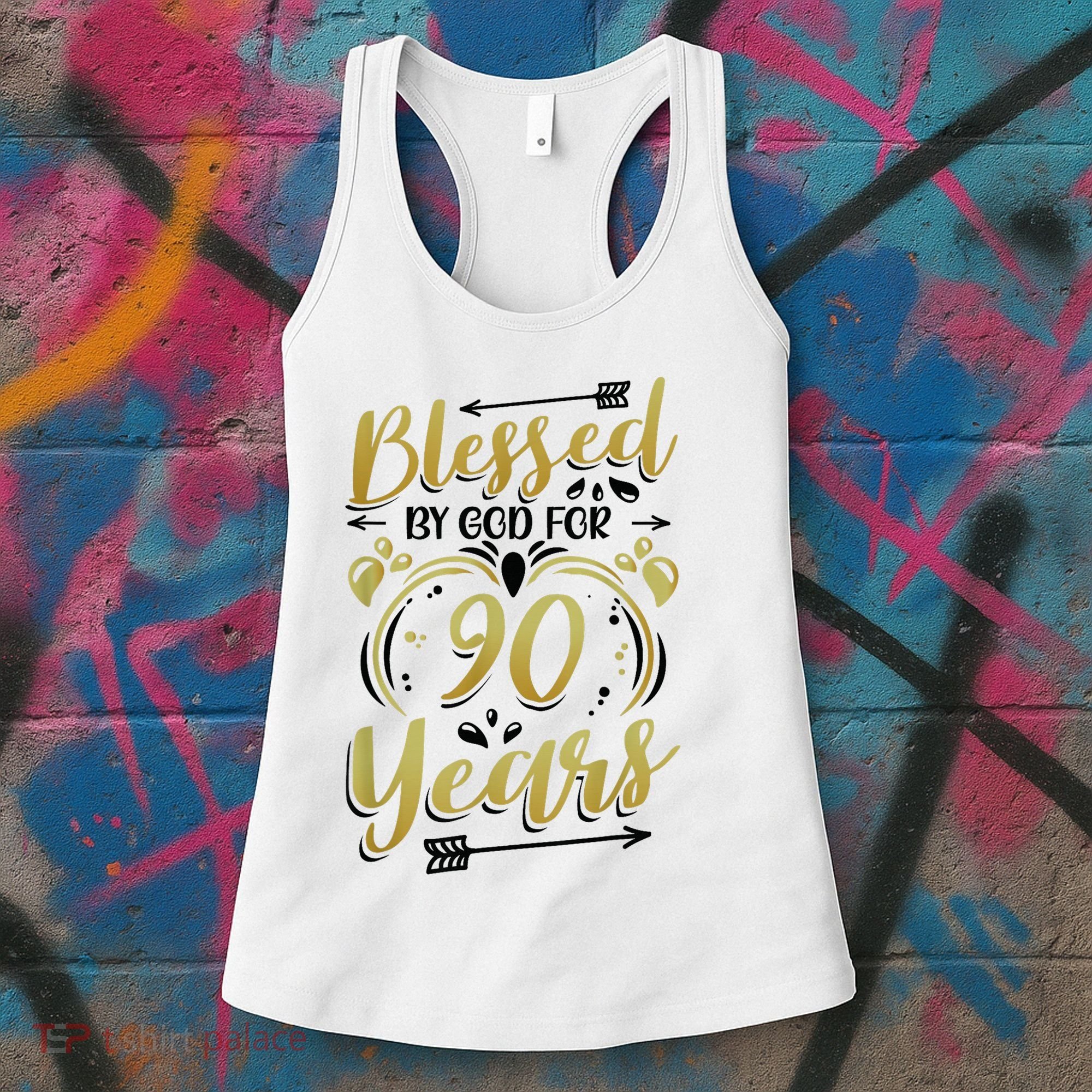 Religious Blessed By God For 90 Years Happy 90th Birthday Women's Tank Top