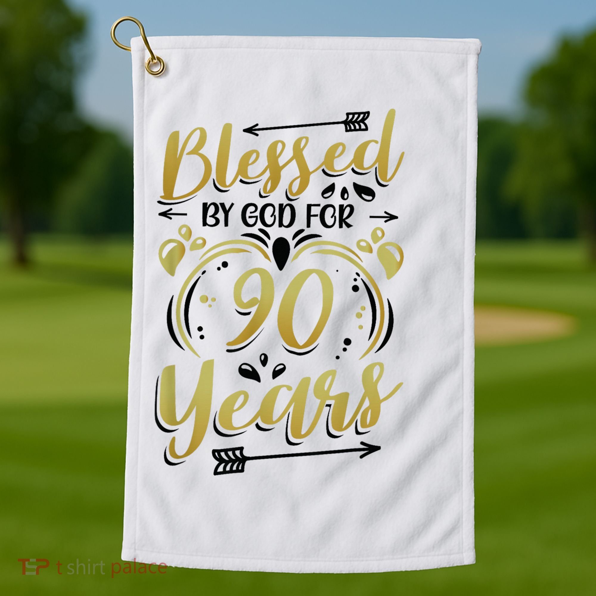 Religious Blessed By God For 90 Years Happy 90th Birthday Golf Towel