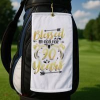 Religious Blessed By God For 90 Years Happy 90th Birthday Golf Towel thumb 2