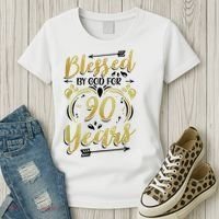 Religious Blessed By God For 90 Years Happy 90th Birthday Women's T-Shirt thumb 3