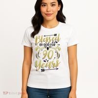Religious Blessed By God For 90 Years Happy 90th Birthday Women's T-Shirt thumb 4