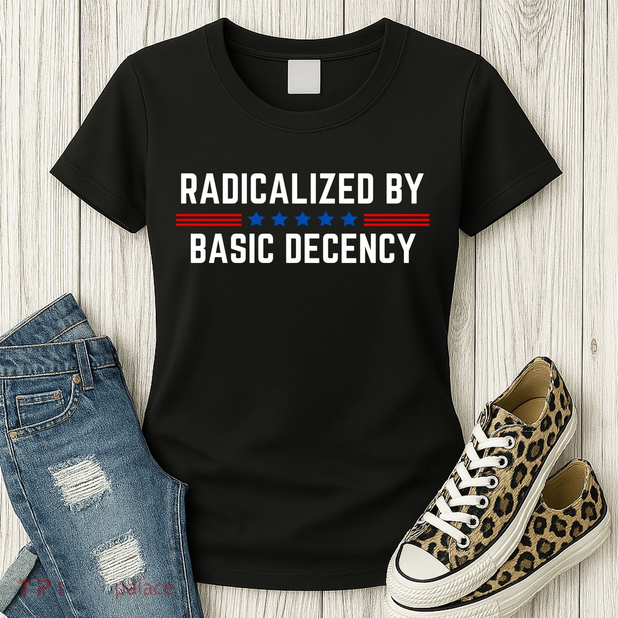 Radicalized By Basic Decency Funny Quote Women's T-Shirt