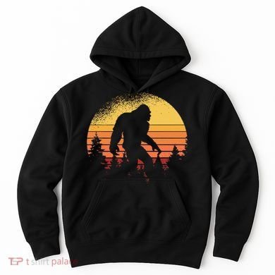 Retro Bigfoot Believer Silhouette Sasquatch Hide And Seek Hoodie