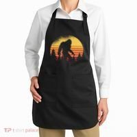 Retro Bigfoot Believer Silhouette Sasquatch Hide And Seek Apron thumb 2