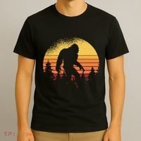 Retro Bigfoot Believer Silhouette Sasquatch Hide And Seek T-Shirt thumb 3