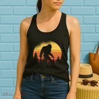 Retro Bigfoot Believer Silhouette Sasquatch Hide And Seek Women's Tank Top thumb 2