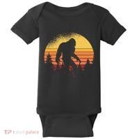 Retro Bigfoot Believer Silhouette Sasquatch Hide And Seek Baby Bodysuit thumb 0