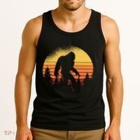 Retro Bigfoot Believer Silhouette Sasquatch Hide And Seek Tank Top thumb 3