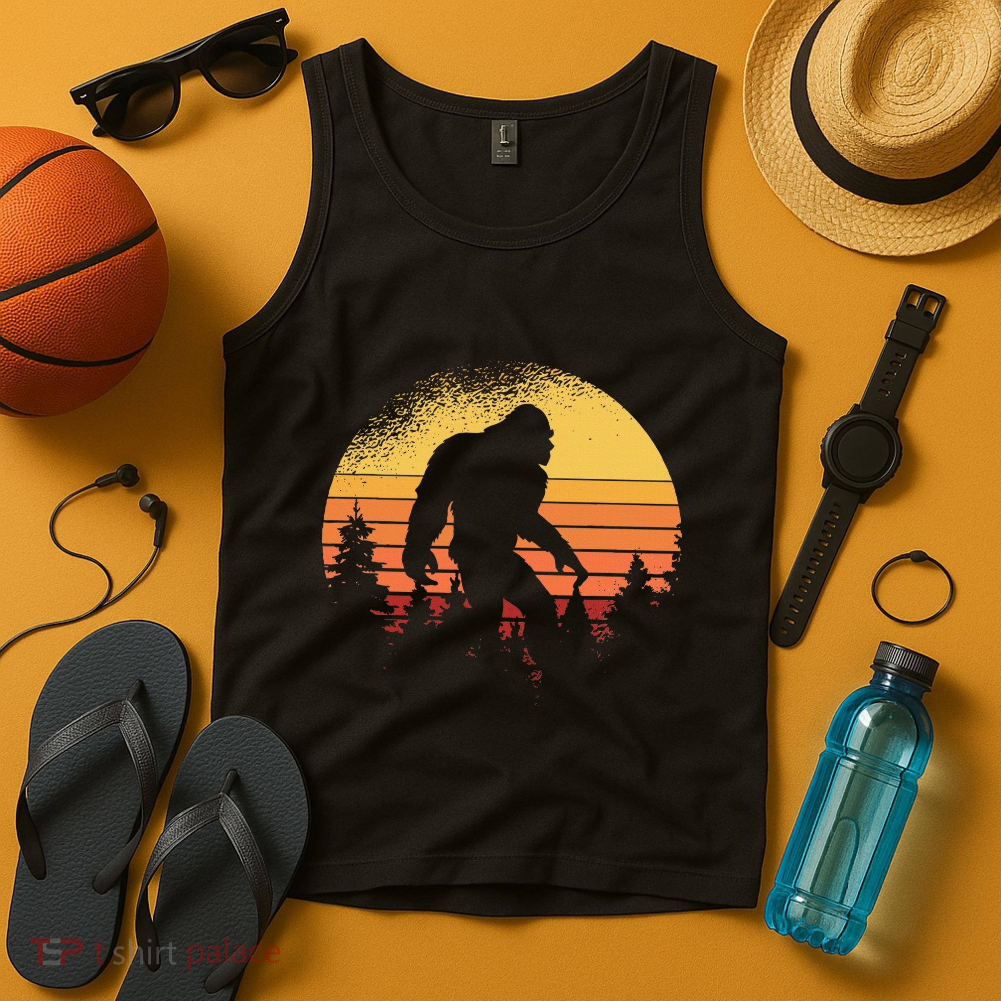 Retro Bigfoot Believer Silhouette Sasquatch Hide And Seek Tank Top