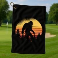 Retro Bigfoot Believer Silhouette Sasquatch Hide And Seek Golf Towel thumb 1