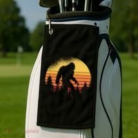Retro Bigfoot Believer Silhouette Sasquatch Hide And Seek Golf Towel thumb 2