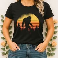 Retro Bigfoot Believer Silhouette Sasquatch Hide And Seek Women's T-Shirt thumb 2
