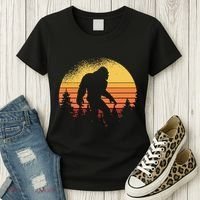 Retro Bigfoot Believer Silhouette Sasquatch Hide And Seek Women's T-Shirt thumb 3