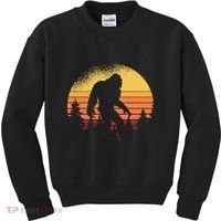 Retro Bigfoot Believer Silhouette Sasquatch Hide And Seek Kids Sweatshirt thumb 0