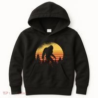 Retro Bigfoot Believer Silhouette Sasquatch Hide And Seek Kids Hoodie thumb 0