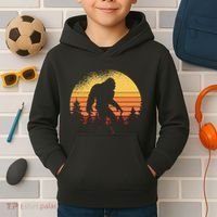 Retro Bigfoot Believer Silhouette Sasquatch Hide And Seek Kids Hoodie thumb 2