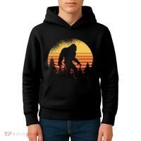 Retro Bigfoot Believer Silhouette Sasquatch Hide And Seek Kids Hoodie thumb 4