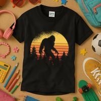Retro Bigfoot Believer Silhouette Sasquatch Hide And Seek Kids T-Shirt thumb 3