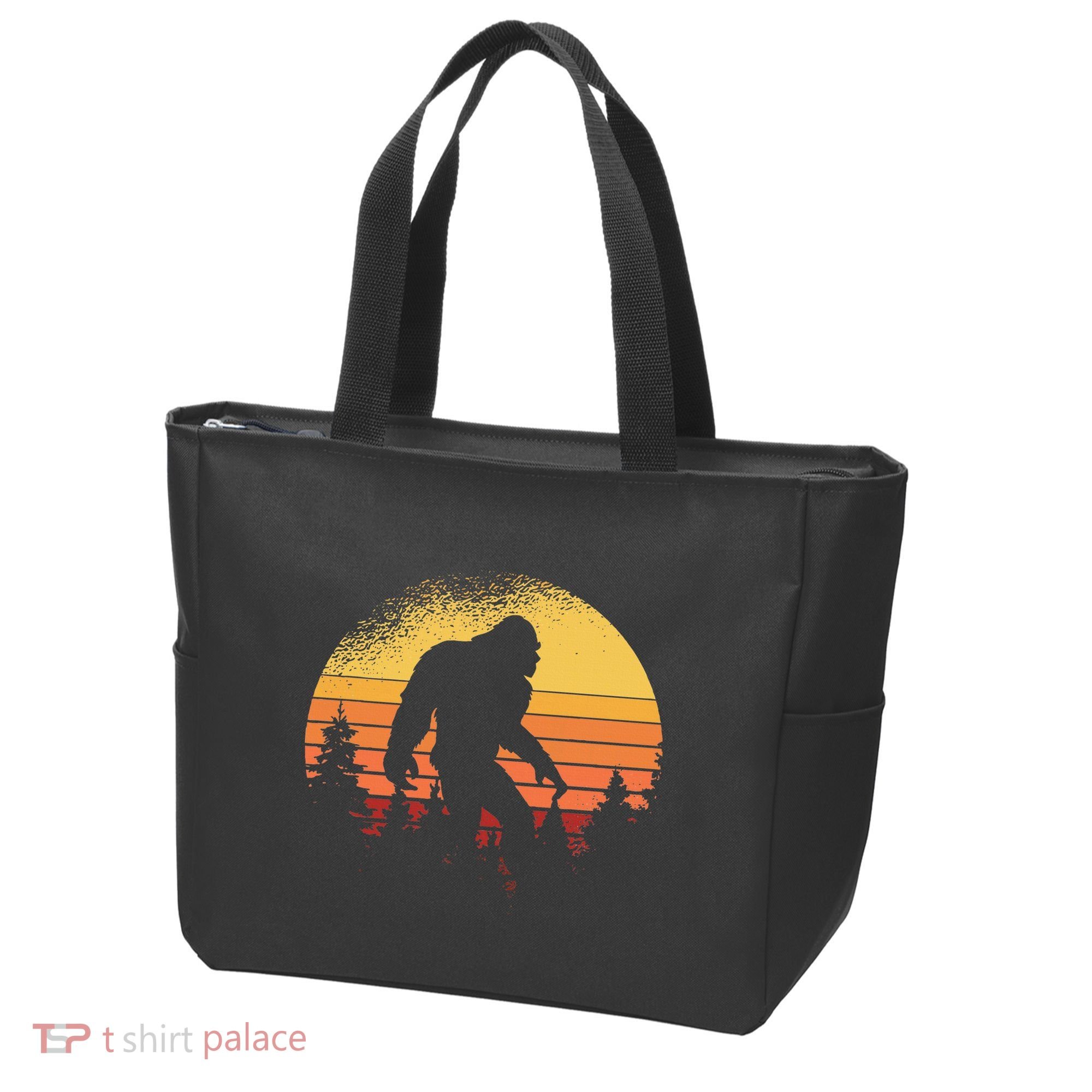 Retro Bigfoot Believer Silhouette Sasquatch Hide And Seek Tote Bag