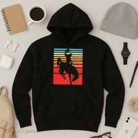 Rodeo Bucking Bronco Horse Retro Style Hoodie thumb 3