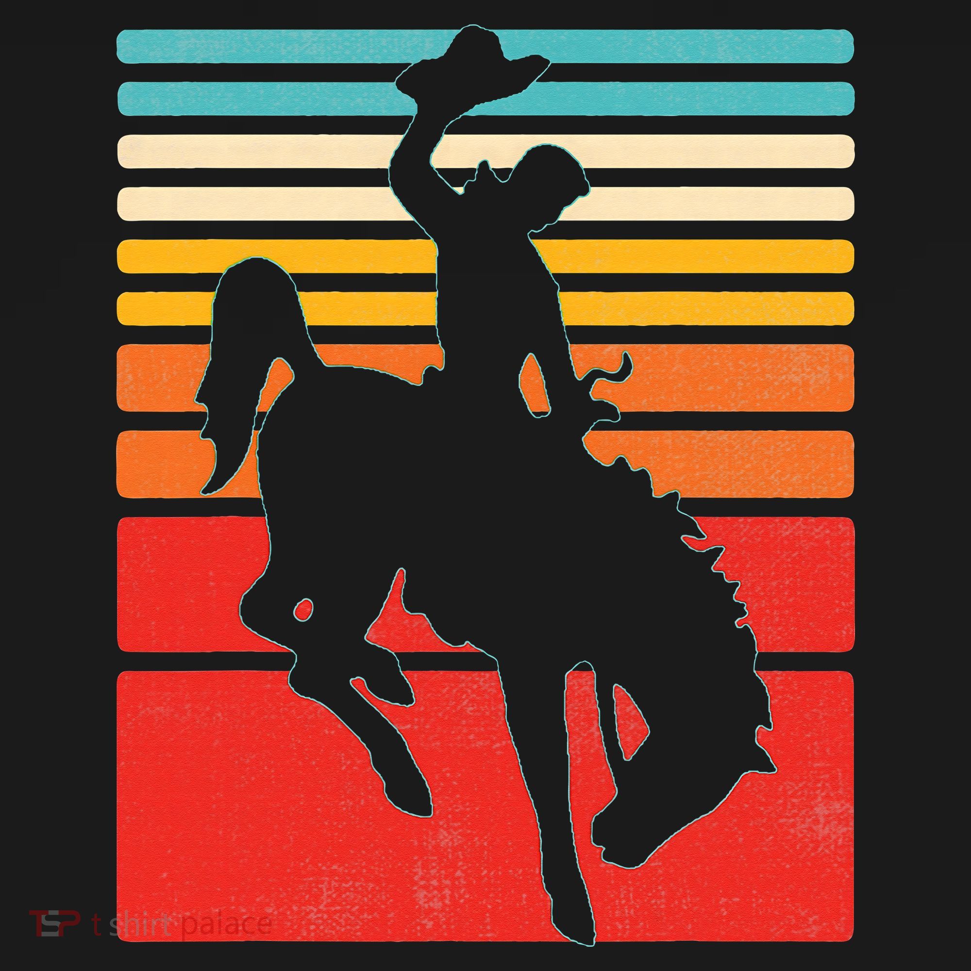 Rodeo Bucking Bronco Horse Retro Style Hoodie