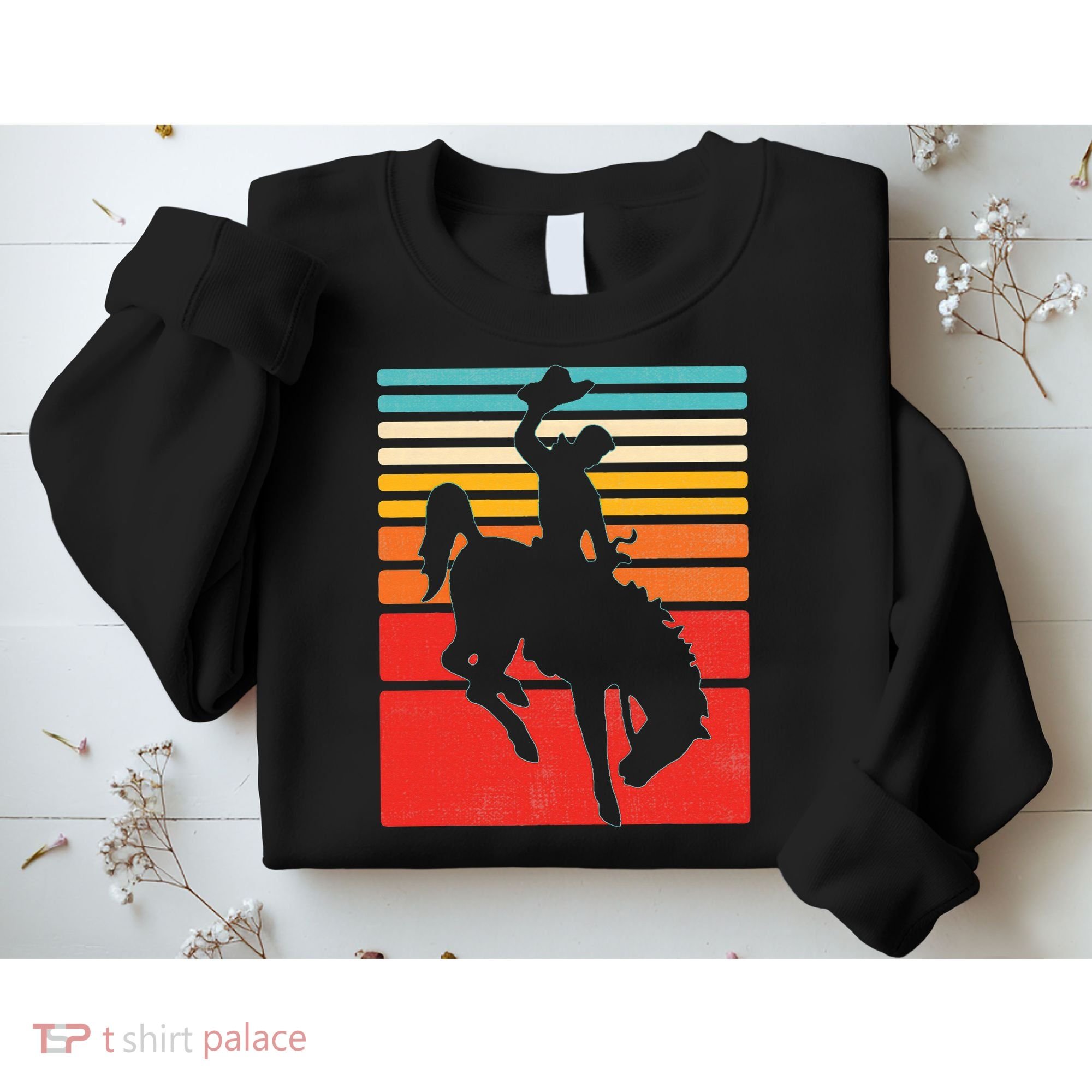 Rodeo Bucking Bronco Horse Retro Style Sweatshirt