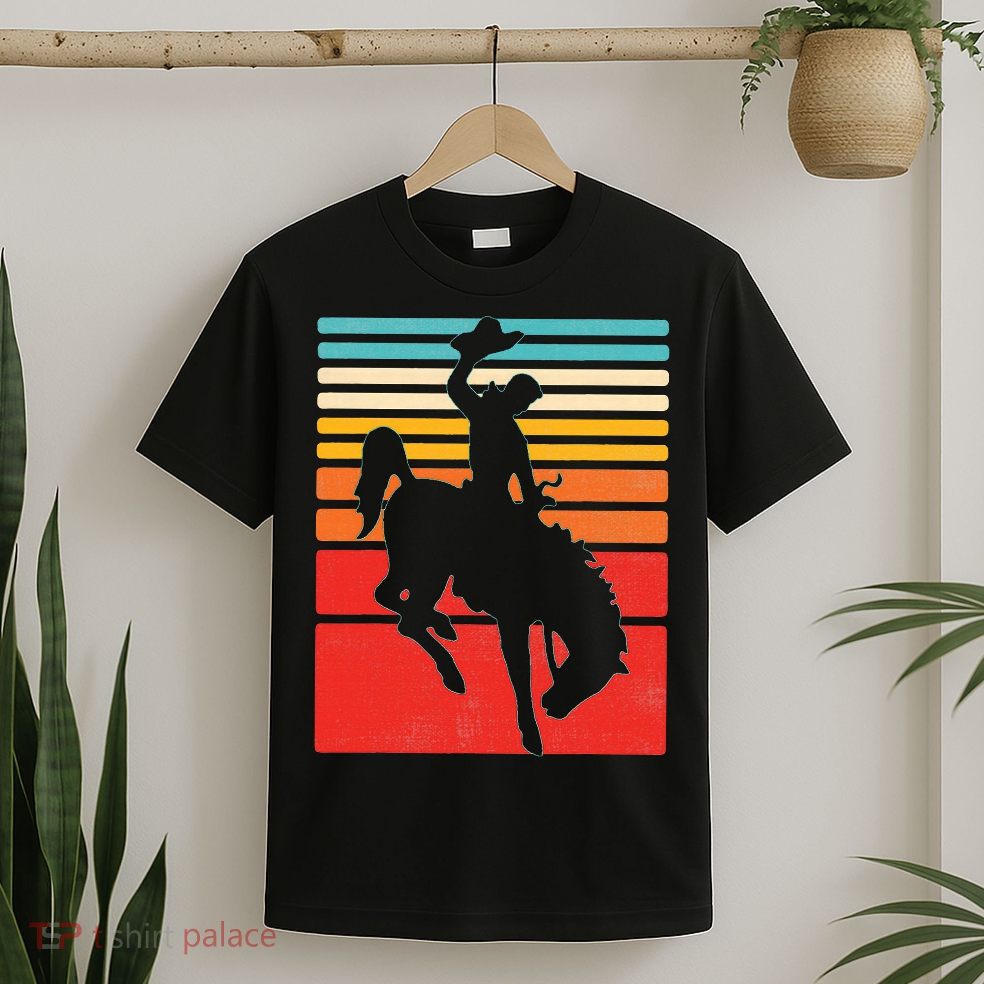 Rodeo Bucking Bronco Horse Retro Style T-Shirt