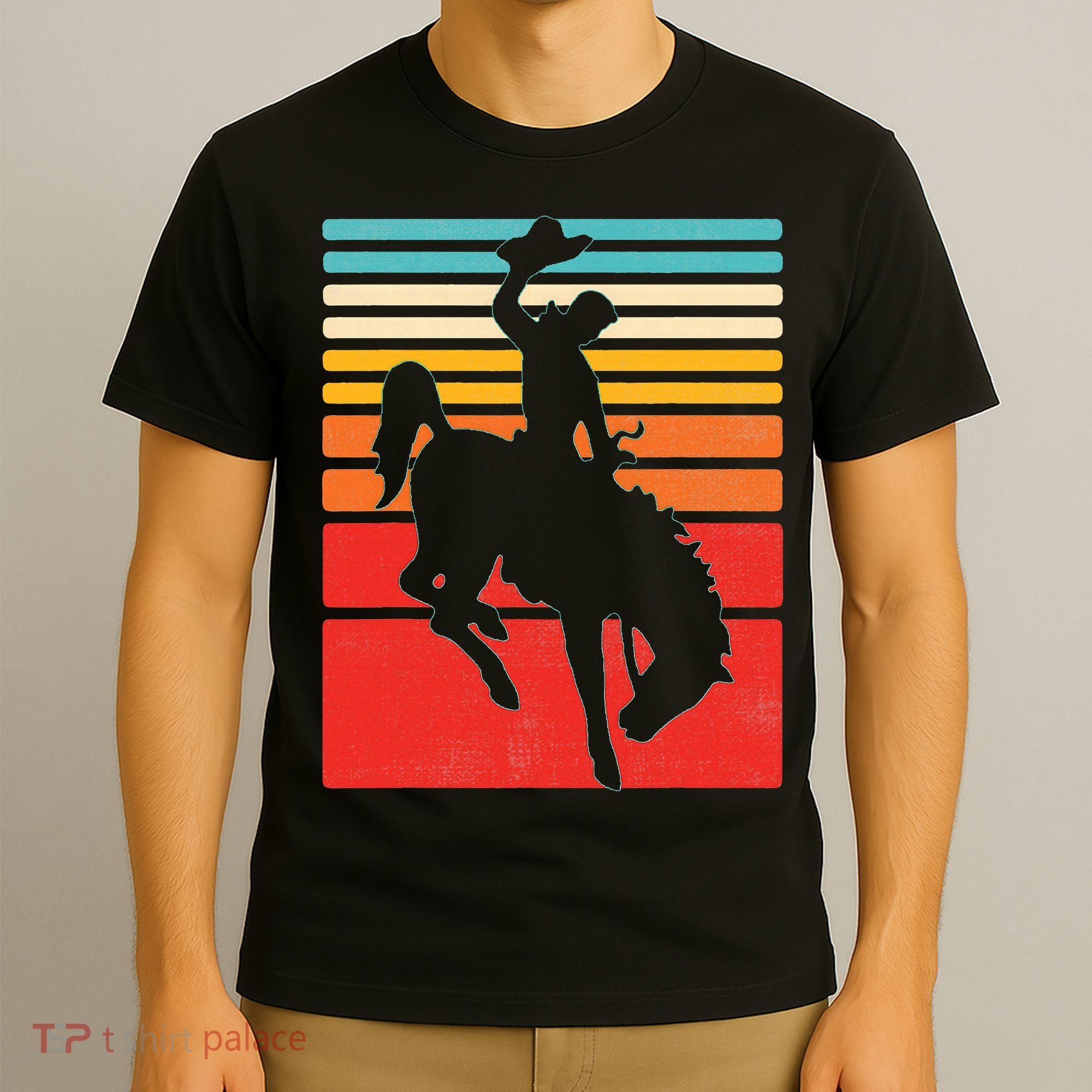 Rodeo Bucking Bronco Horse Retro Style T-Shirt