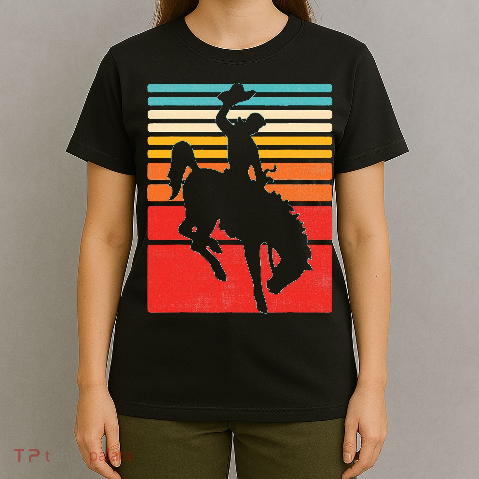 Rodeo Bucking Bronco Horse Retro Style T-Shirt