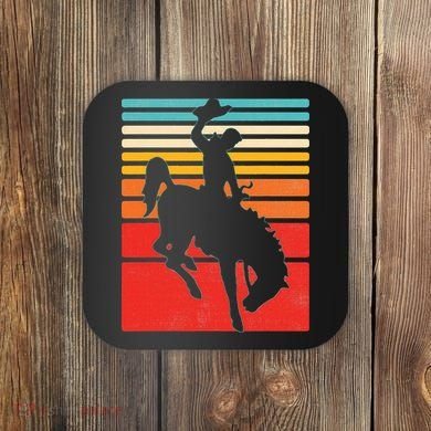 Rodeo Bucking Bronco Horse Retro Style Coaster
