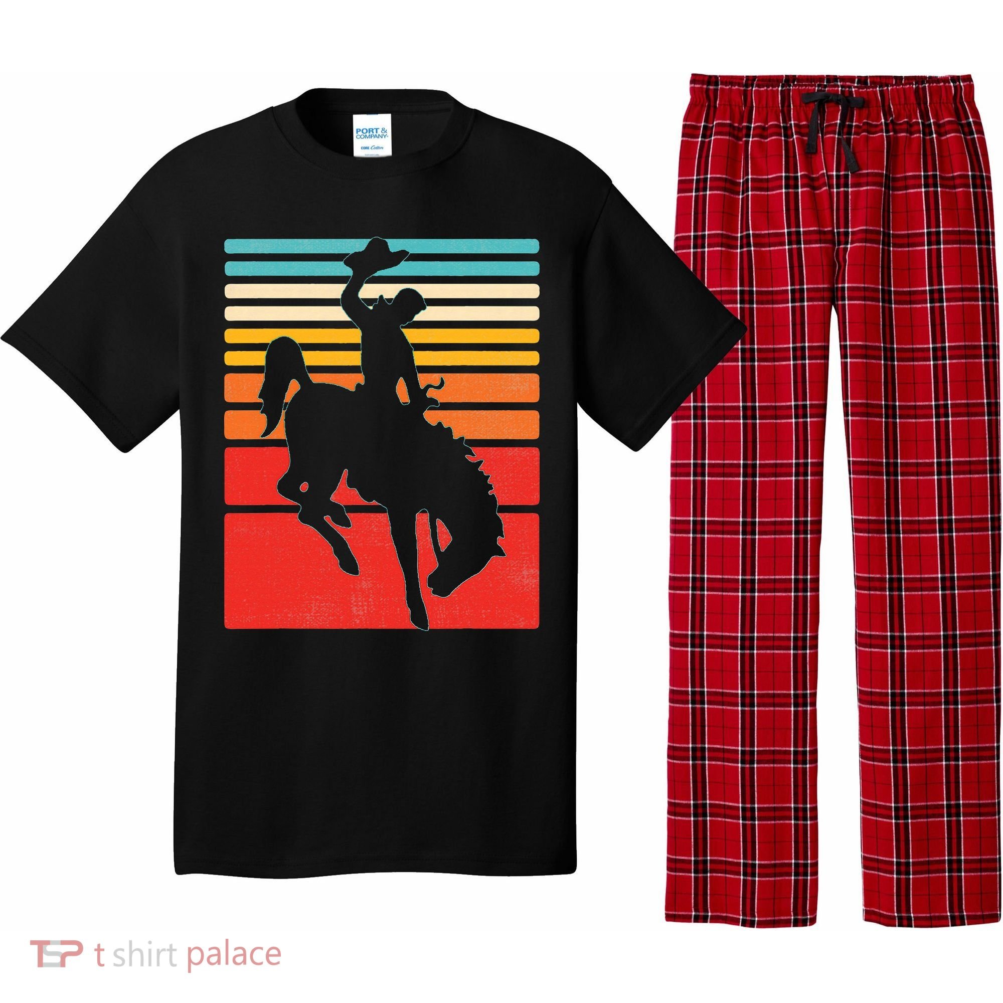 Rodeo Bucking Bronco Horse Retro Style Pajama Set