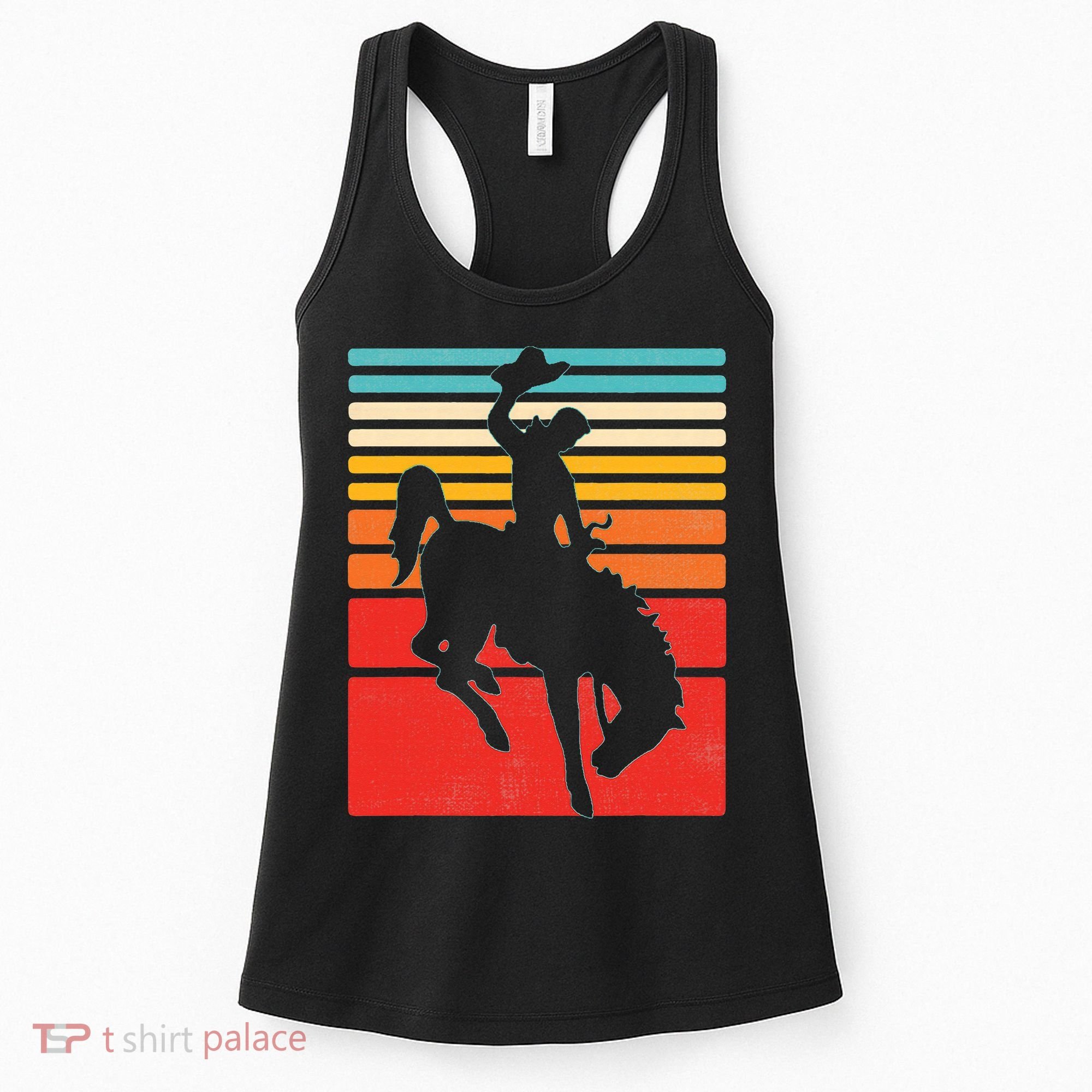 Rodeo Bucking Bronco Horse Retro Style Women's Tank Top