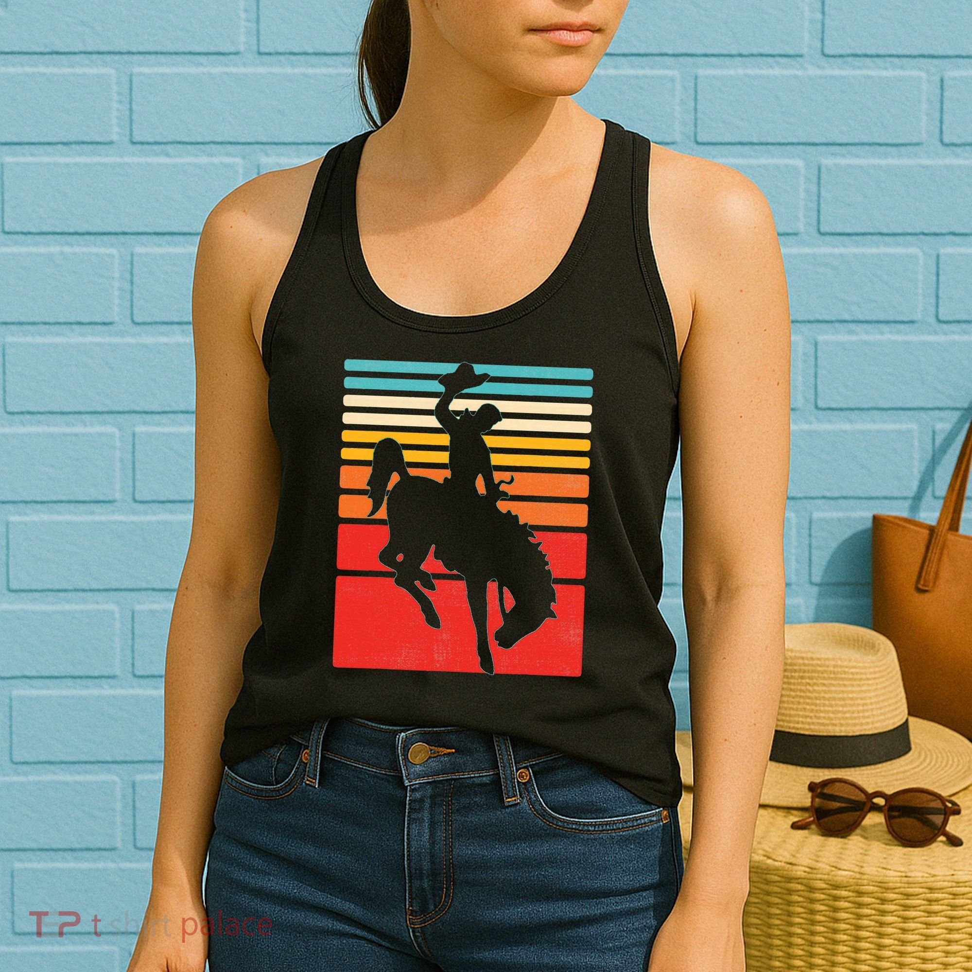 Rodeo Bucking Bronco Horse Retro Style Women's Tank Top