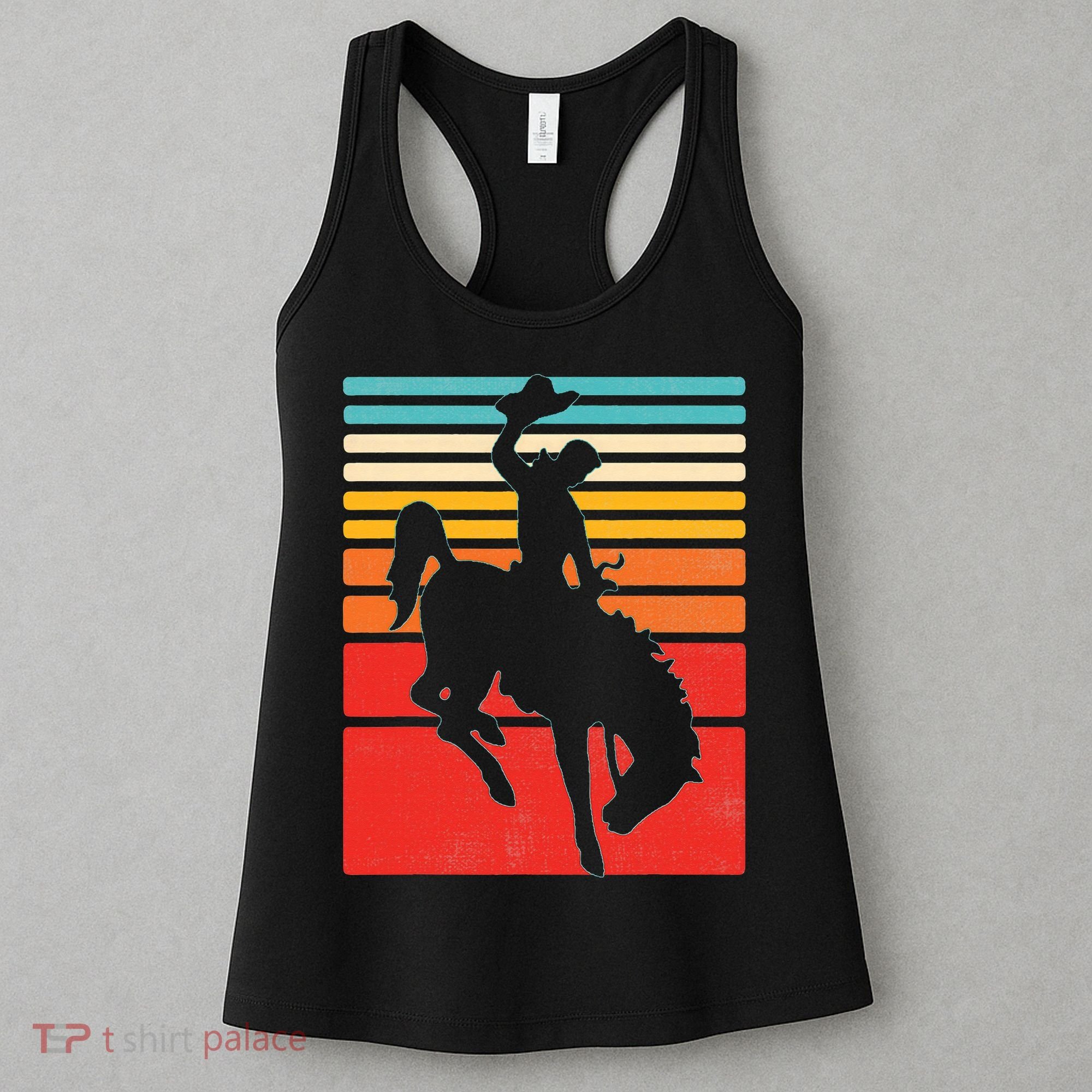 Rodeo Bucking Bronco Horse Retro Style Women's Tank Top