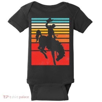 Rodeo Bucking Bronco Horse Retro Style Baby Bodysuit