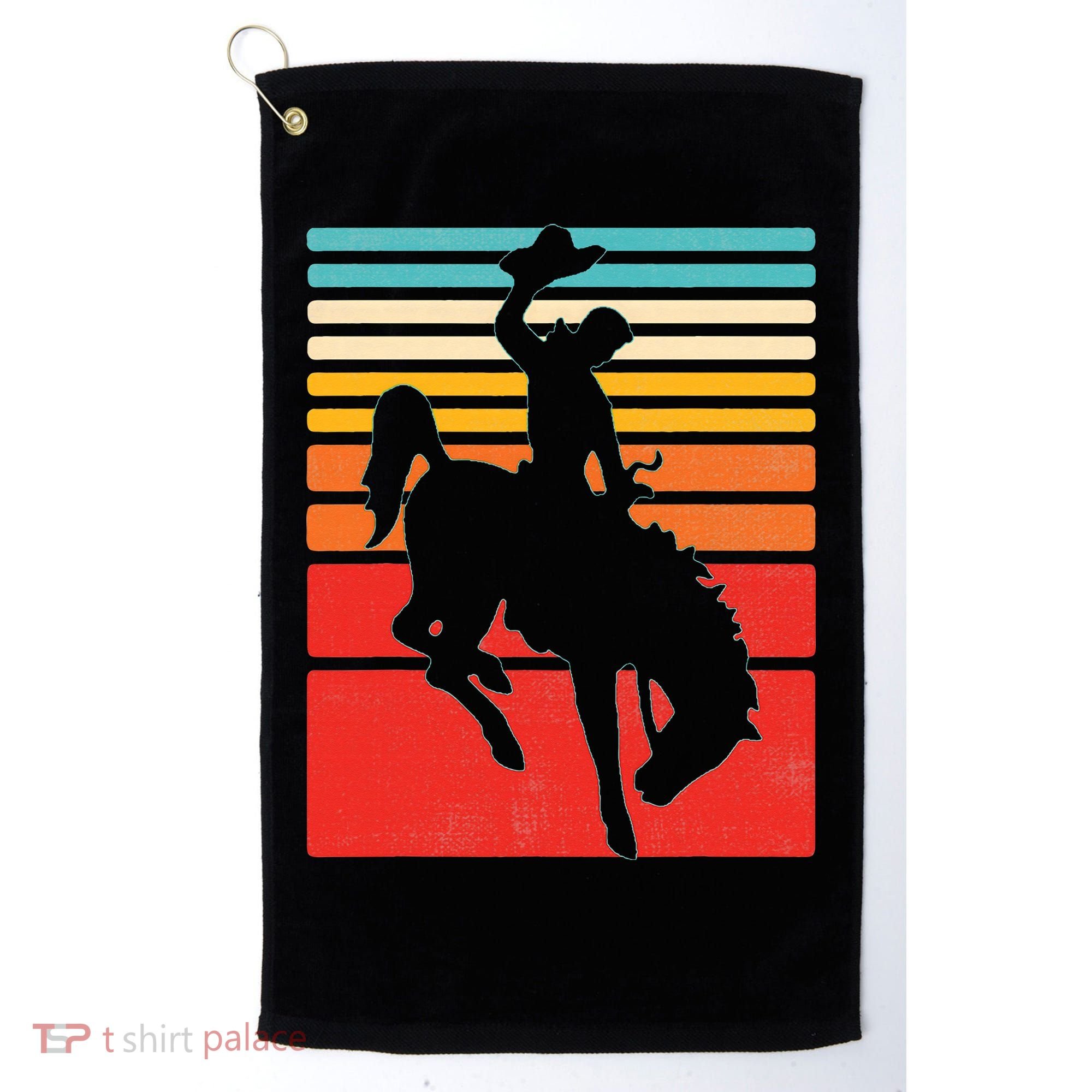 Rodeo Bucking Bronco Horse Retro Style Golf Towel