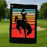 Rodeo Bucking Bronco Horse Retro Style Golf Towel thumb 1