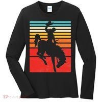 Rodeo Bucking Bronco Horse Retro Style Women's Long Sleeve Shirt thumb 0