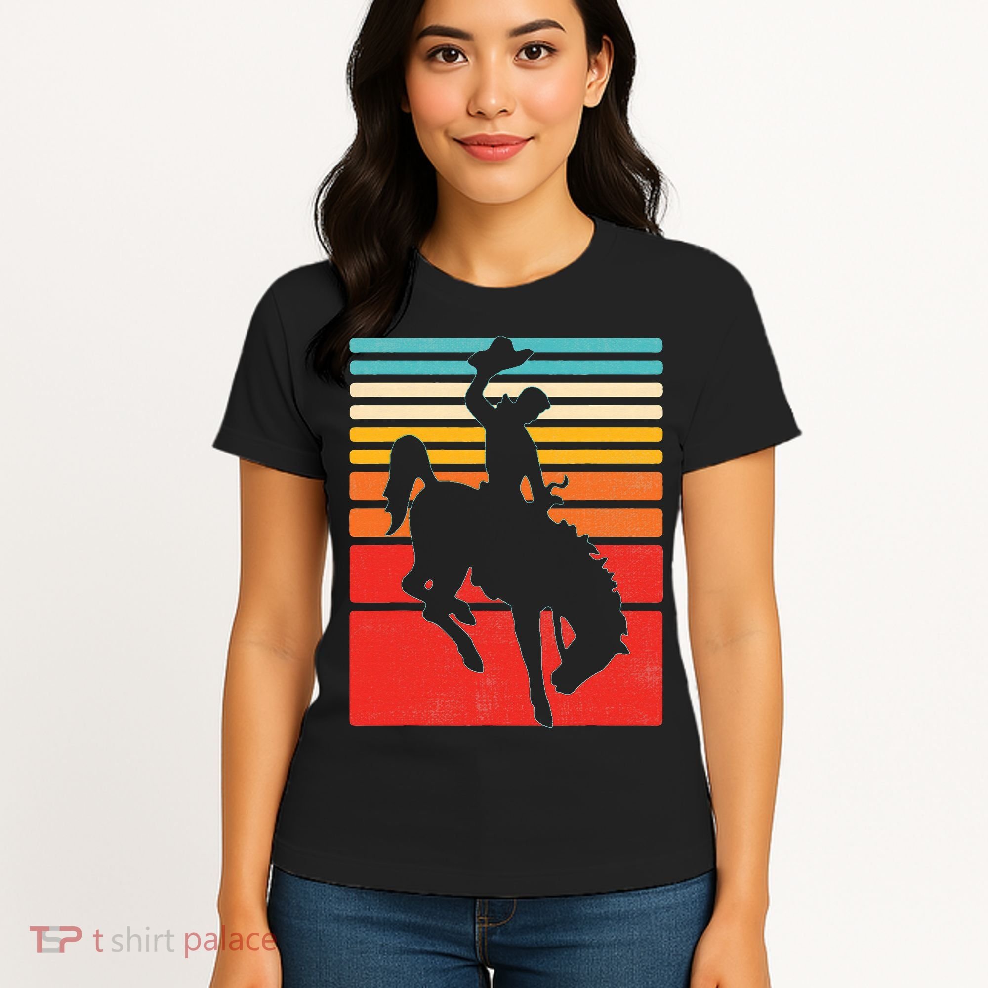 Rodeo Bucking Bronco Horse Retro Style Women's T-Shirt
