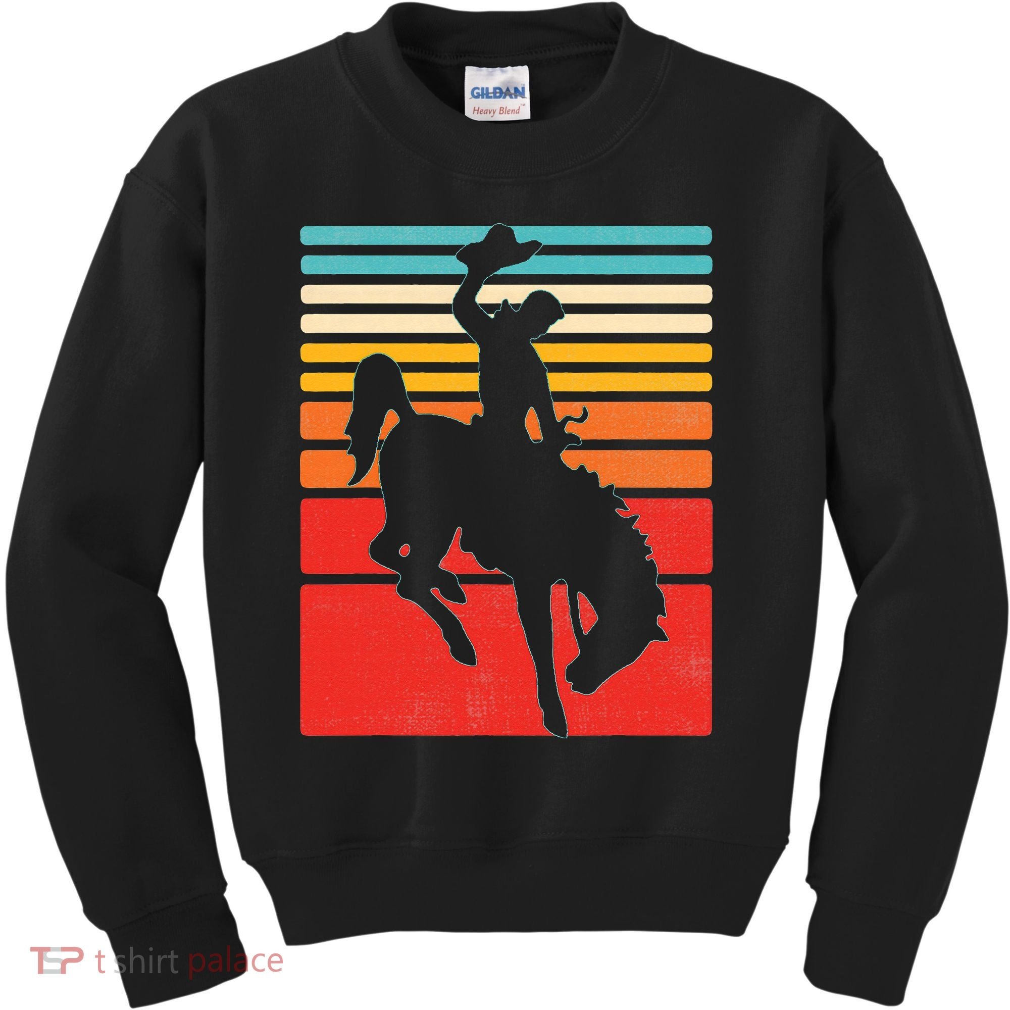 Rodeo Bucking Bronco Horse Retro Style Kids Sweatshirt