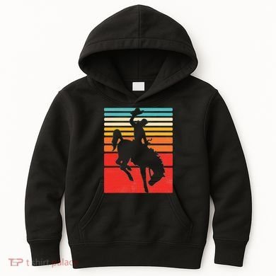 Rodeo Bucking Bronco Horse Retro Style Kids Hoodie