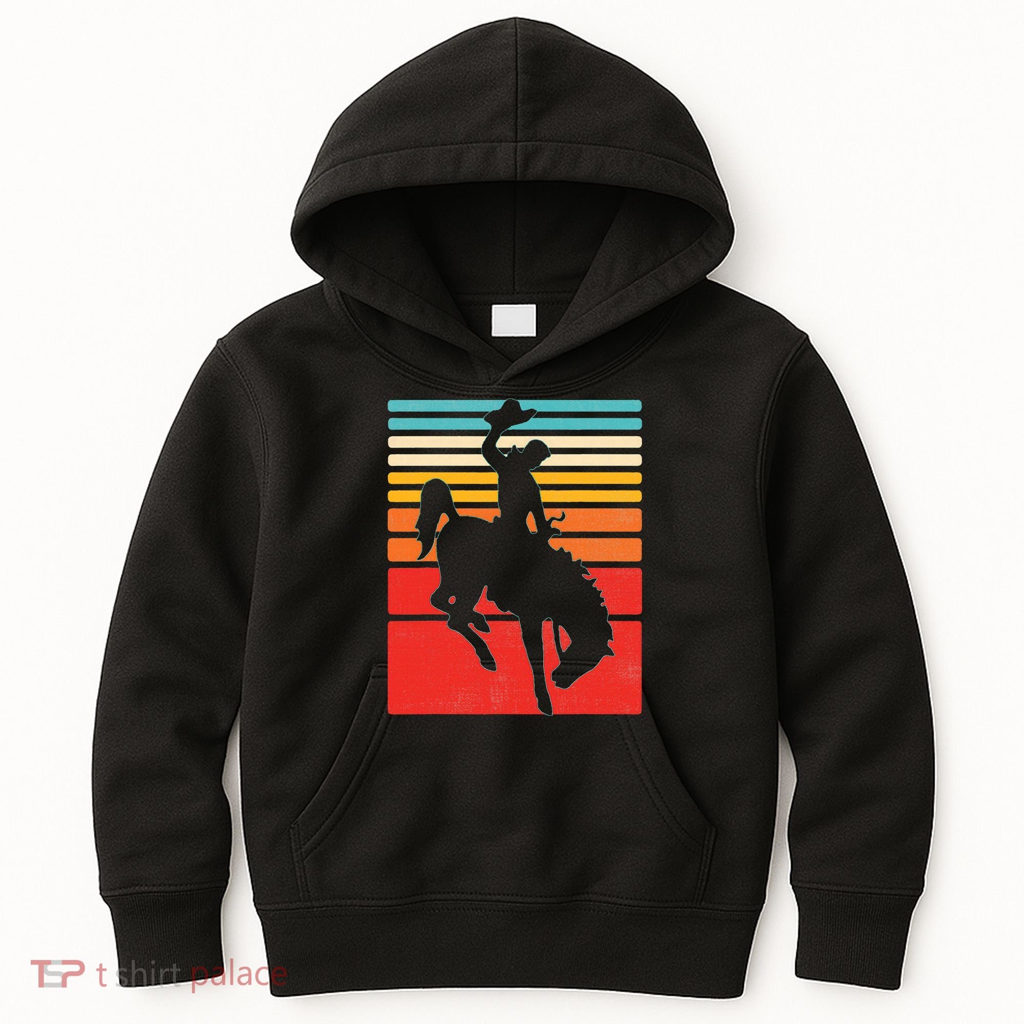 Rodeo Bucking Bronco Horse Retro Style Kids Hoodie