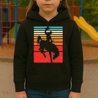 Rodeo Bucking Bronco Horse Retro Style Kids Hoodie thumb 3
