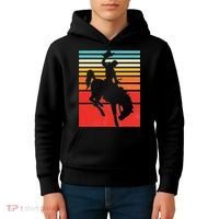 Rodeo Bucking Bronco Horse Retro Style Kids Hoodie thumb 4