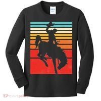Rodeo Bucking Bronco Horse Retro Style Kids Long Sleeve Shirt thumb 0
