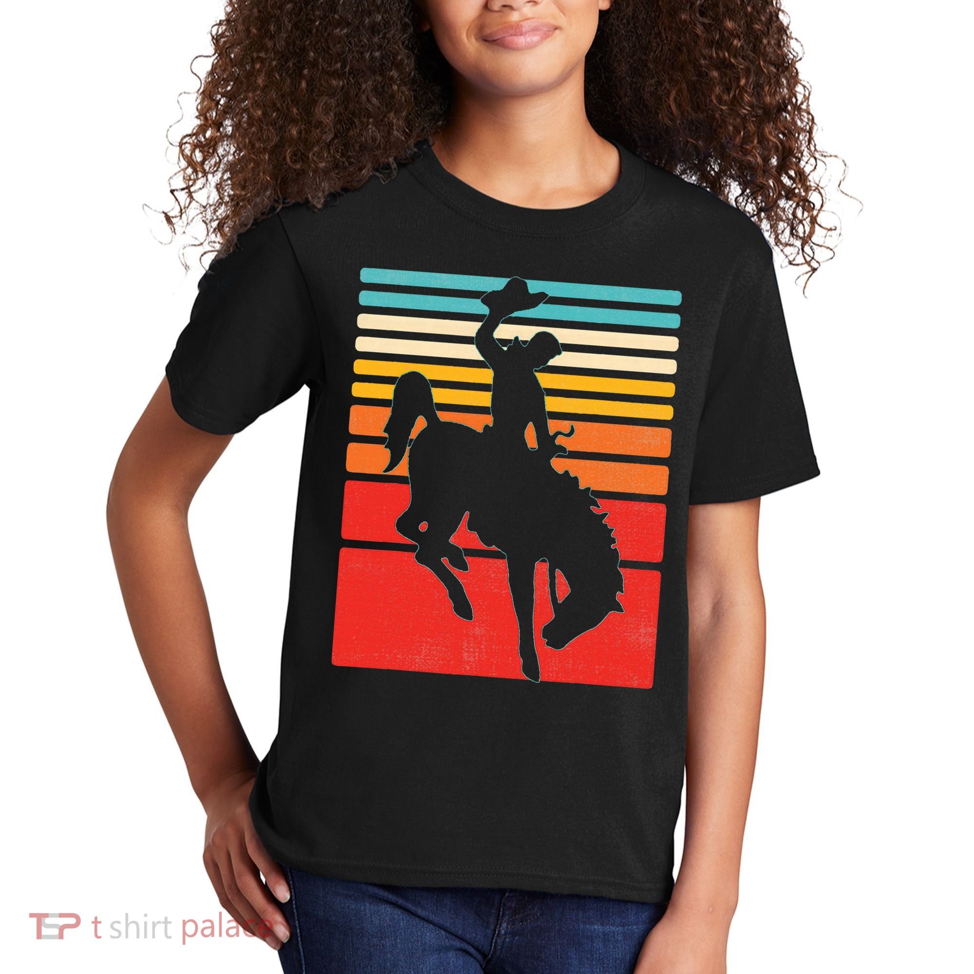 Rodeo Bucking Bronco Horse Retro Style Kids T-Shirt
